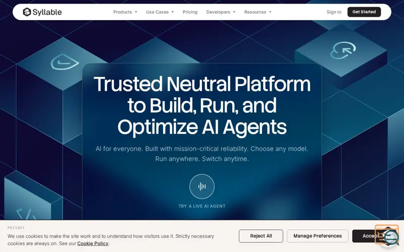 Screenshot of Syllable AI Build, Run, Optimize Agents