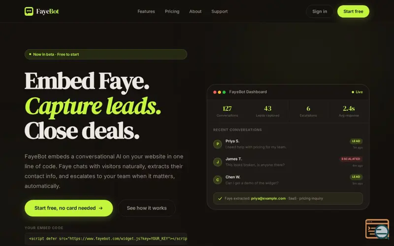 Screenshot of FayeBot