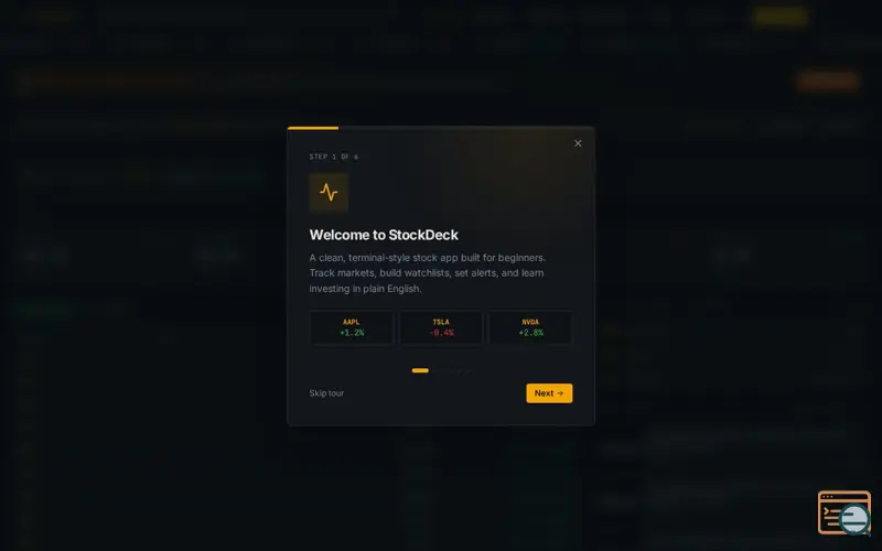 Screenshot of StockDeck