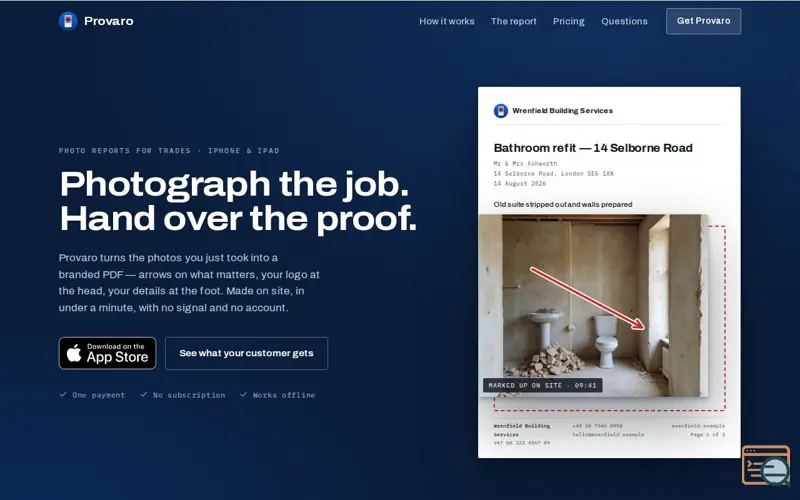 Screenshot of Provaro