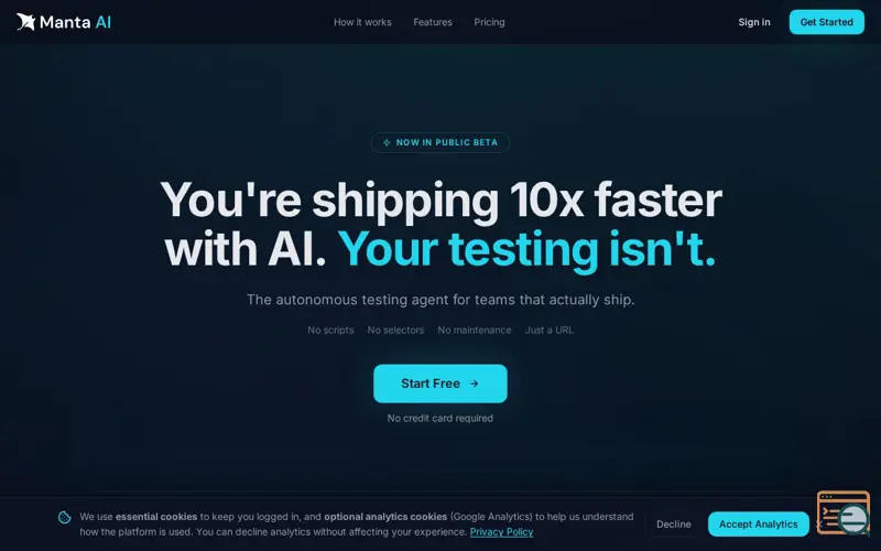 Screenshot of Manta AI