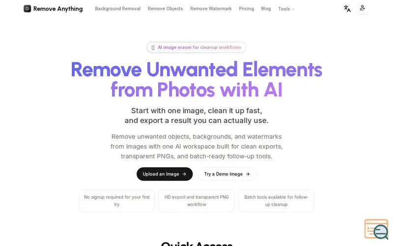 Screenshot of Remove Anything