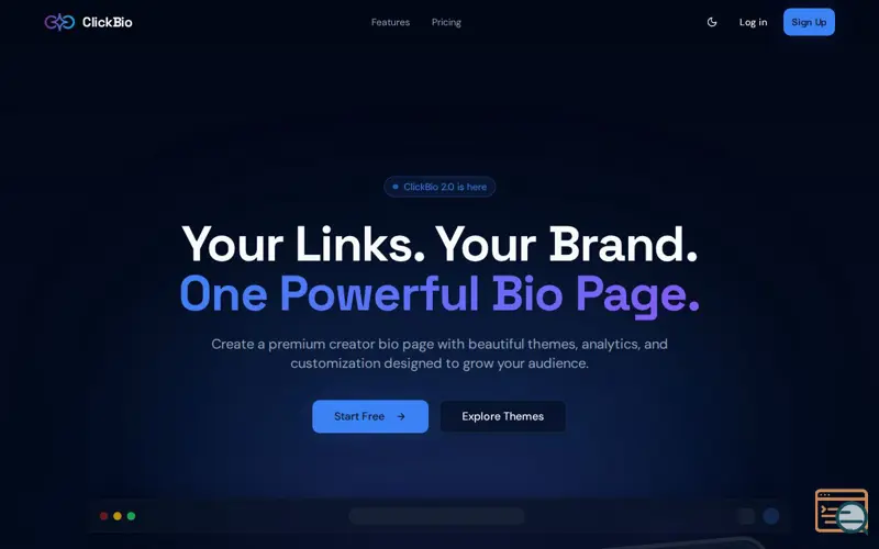 Screenshot of clickbio — Link in Bio for Creators