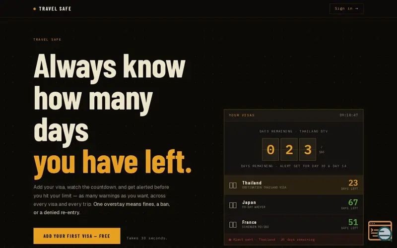Screenshot of Travel Safe