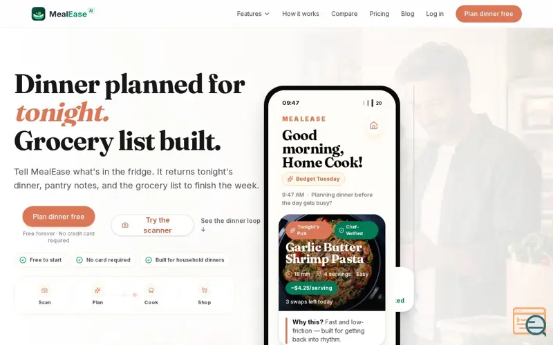Screenshot of MealEase AI 