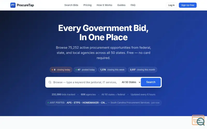Screenshot of ProcureTap