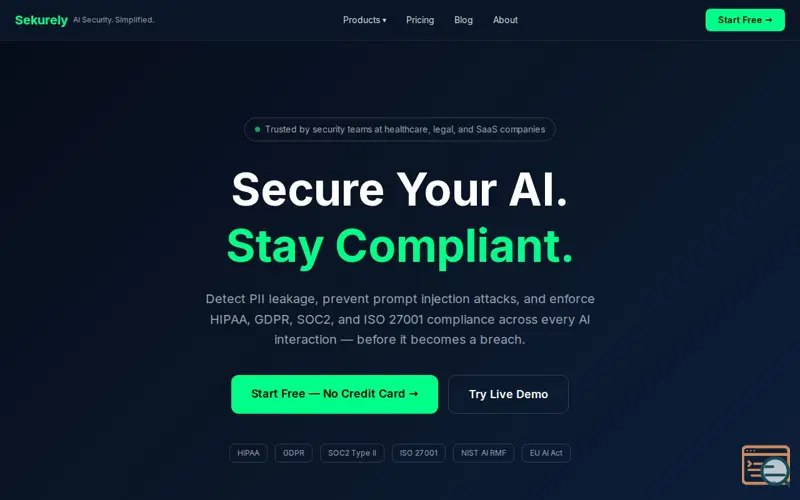 Screenshot of  Sekurely