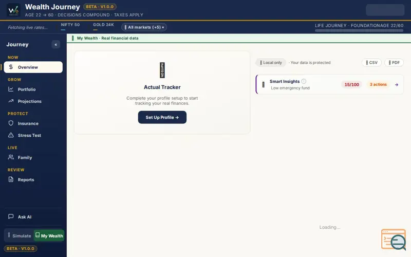 Screenshot of Wealth Journey — Indian Personal Finance Tracker & Simulator