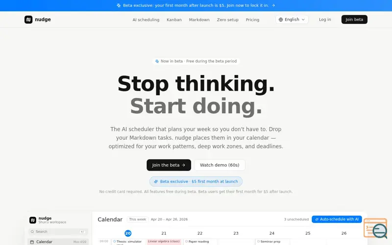 Screenshot of nudge