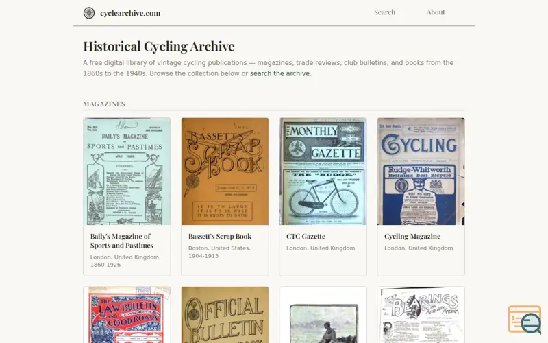 Screenshot of Cyclearchive.com