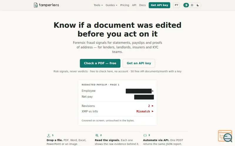 Screenshot of Tamperlens