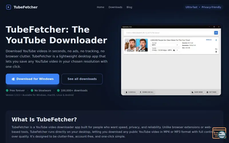 Screenshot of TubeFetcher