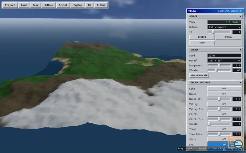 Screenshot of A web based VistaPro clone
