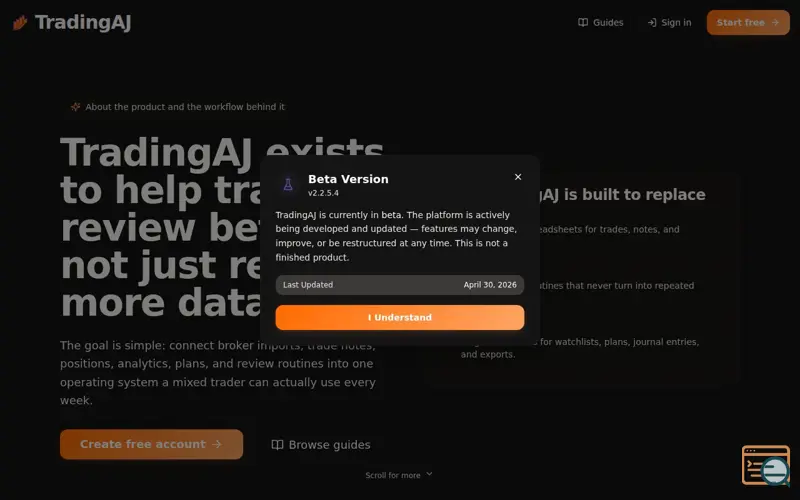 Screenshot of TradingAJ