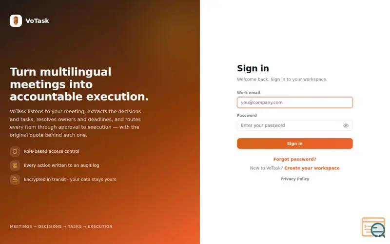 Screenshot of VoTask