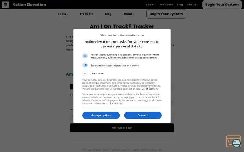 Screenshot of Am I On Track? Tracker, a launch using Bluehost