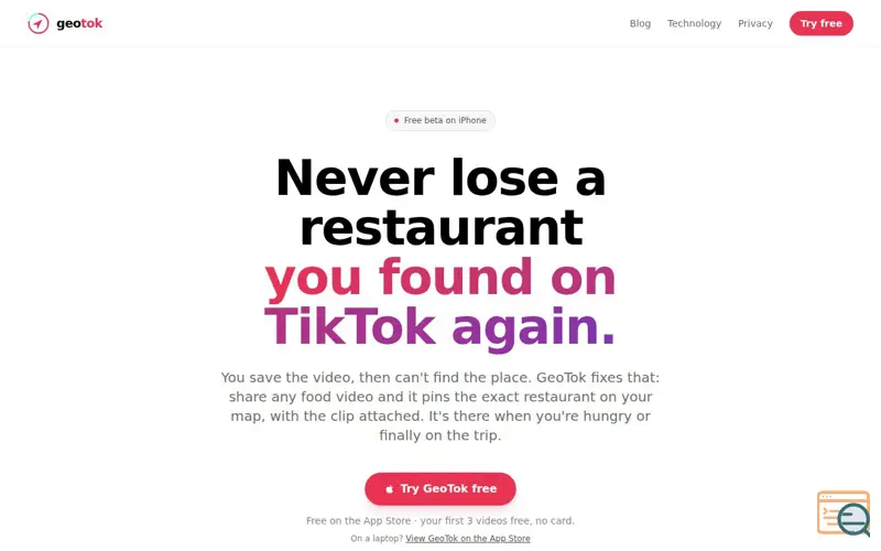 Screenshot of GeoTok