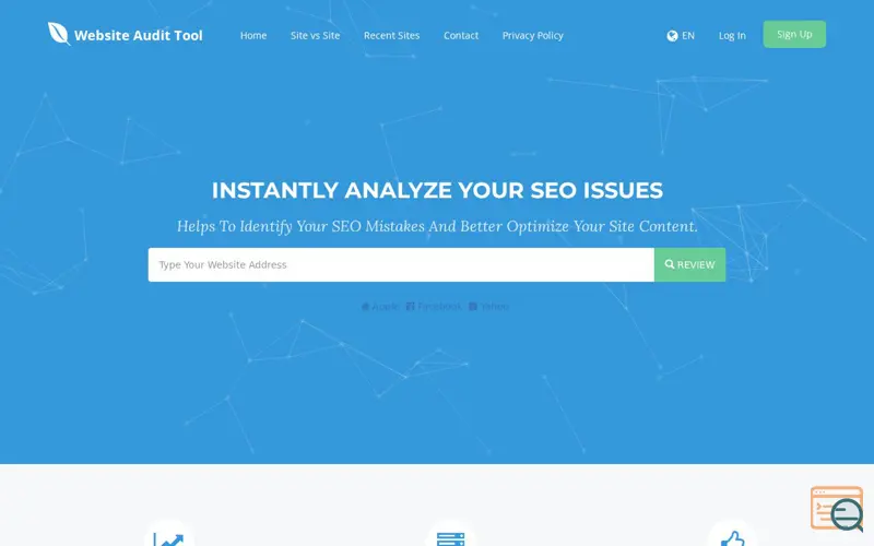 Screenshot of Website Audit Tool, a launch using TrueHost Cloud