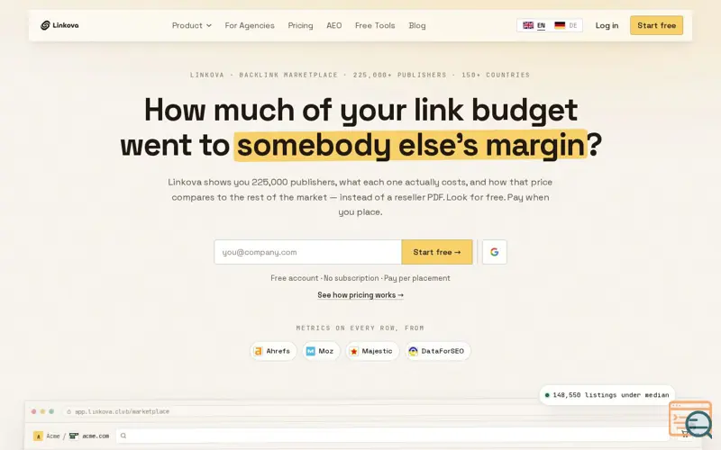 Screenshot of Linkova