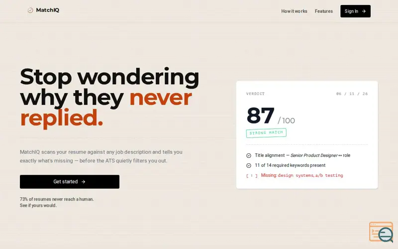 Screenshot of MatchIQ