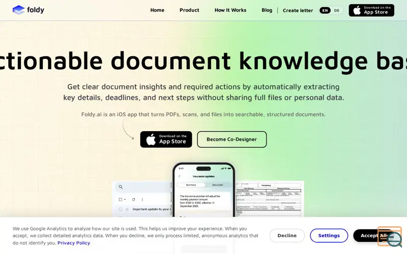 Screenshot of Foldy
