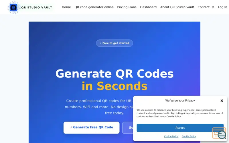 Screenshot of QR Studio Vault