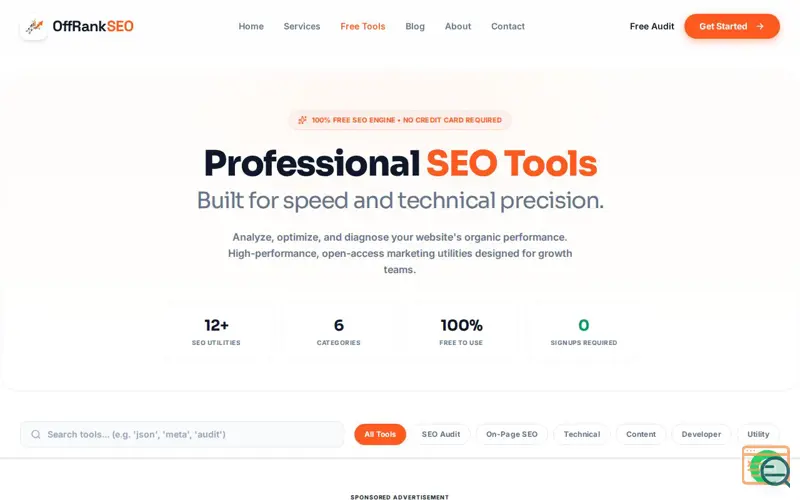 Screenshot of SEO Services & Free SEO Tools OffRankSEO