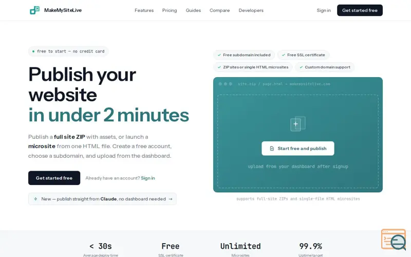 Screenshot of MakeMySiteLive