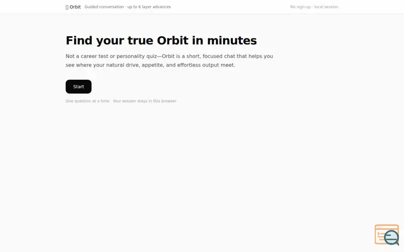 Screenshot of Orbit · Find your true orbit