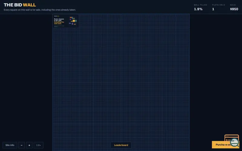 Screenshot of The Bid Wall