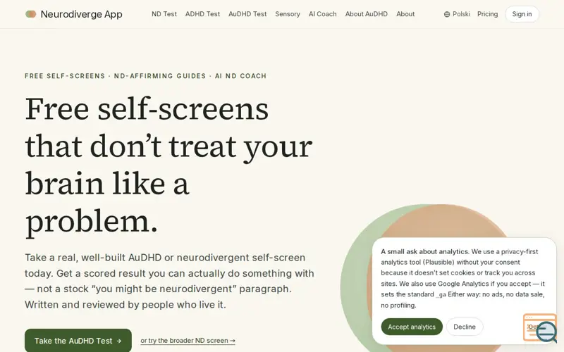 Screenshot of Neurodiverge App