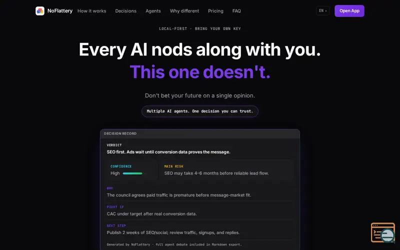 Screenshot of NoFlattery