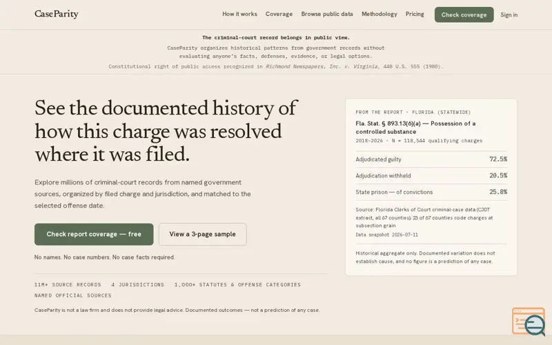 Screenshot of CaseParity