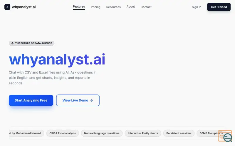 Screenshot of whyanalyst.ai