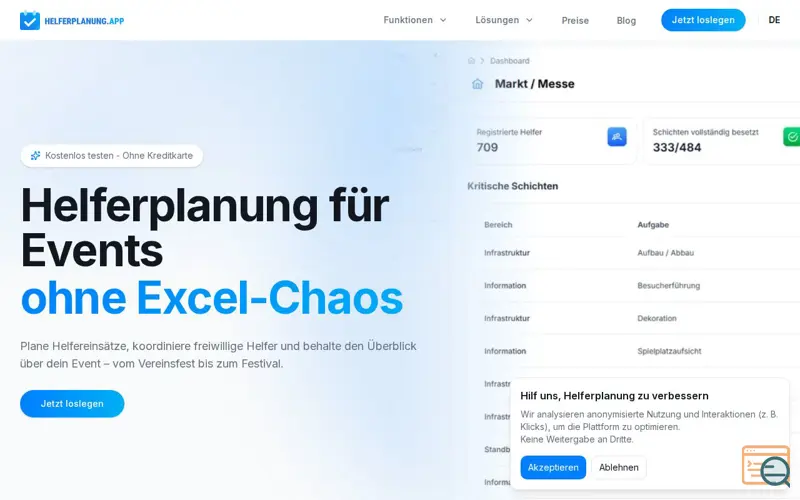 Screenshot of Helferplanung.app