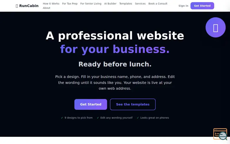 Screenshot of RunCabin, a launch using Quora Pixel