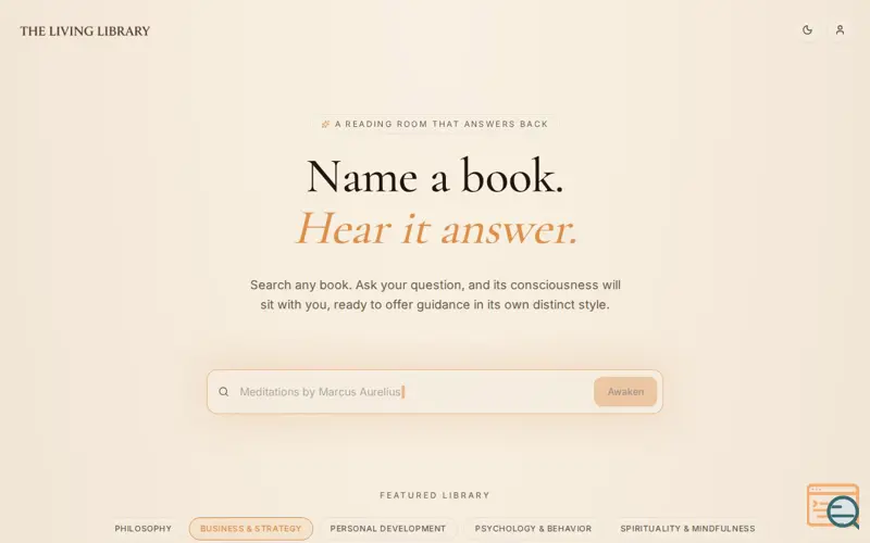 Screenshot of The Living Library