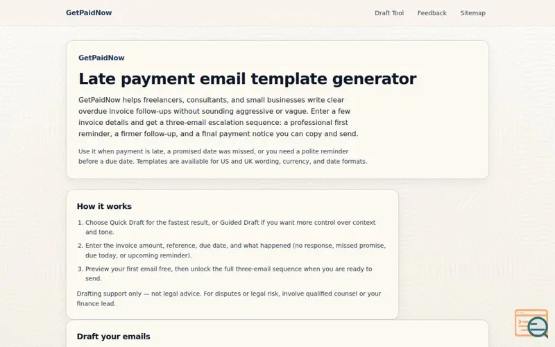 Screenshot of GetPaidNow