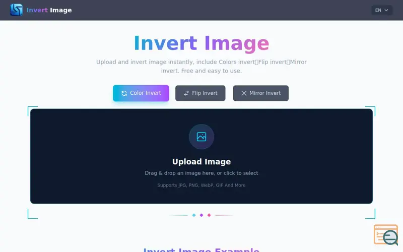 Screenshot of Invert Image Online
