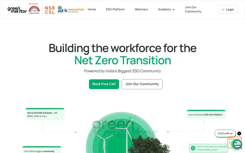 Screenshot of Greenmentor.co, a launch using WATI