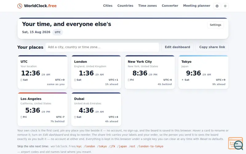 Screenshot of WorldClock.free