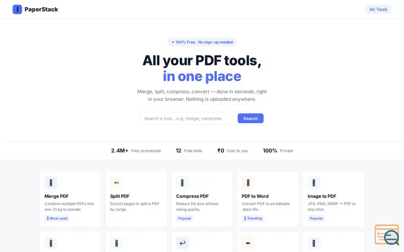 Screenshot of paperStack