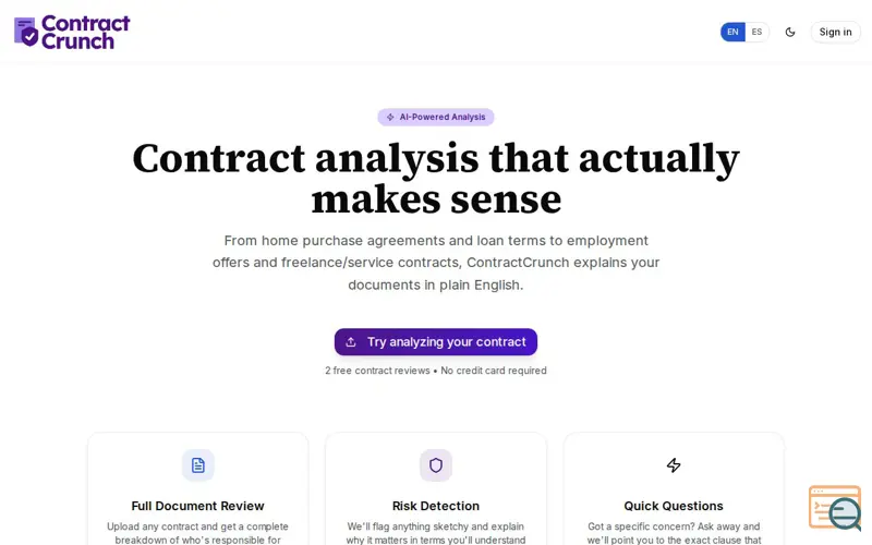 Screenshot of ContractCrunch