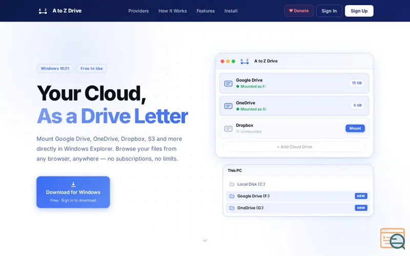 Screenshot of A to Z Drive