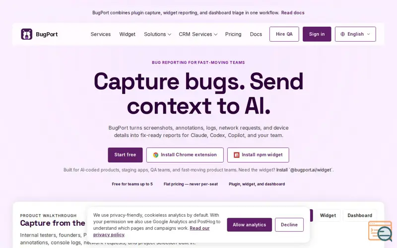 Screenshot of BugPort