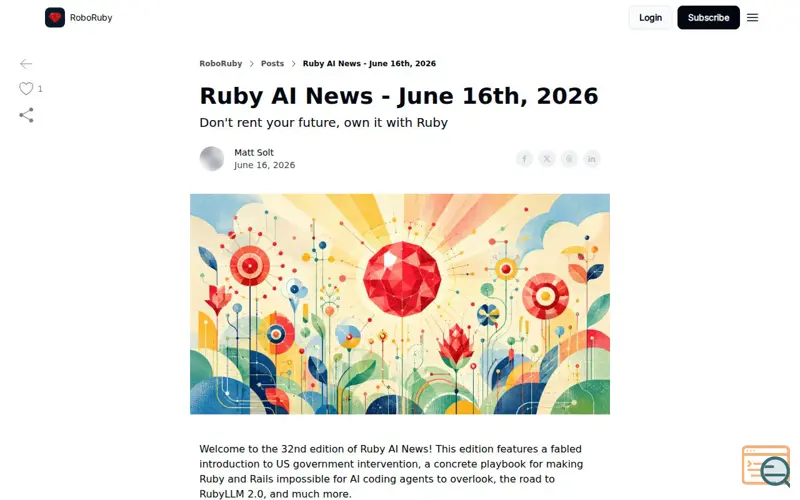 Screenshot of The Ruby AI Newsletter