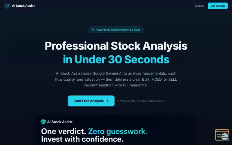 Screenshot of AI Stock Assist