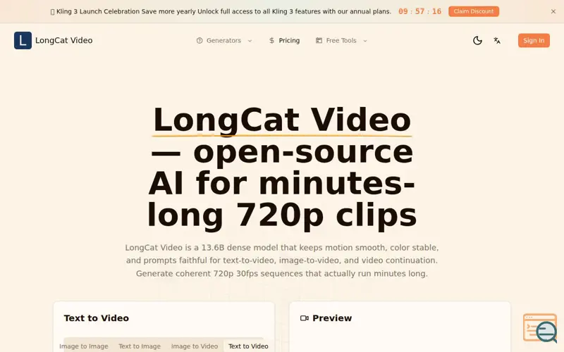Screenshot of LongCat Video