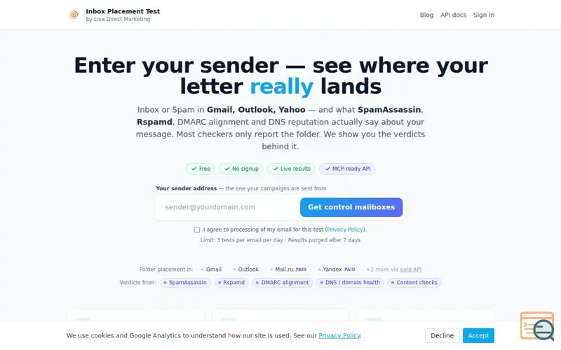 Screenshot of Inbox Placement Test