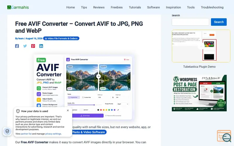 Screenshot of AVIF Converter
